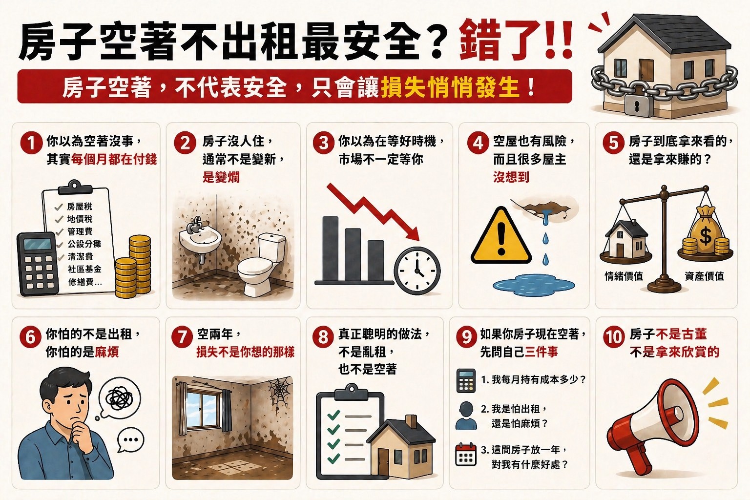 澔居品牌公寓李松濱顧問專業解析房屋閒置風險與空屋隱藏成本,協助屋主透過專業租屋管理活化資產。